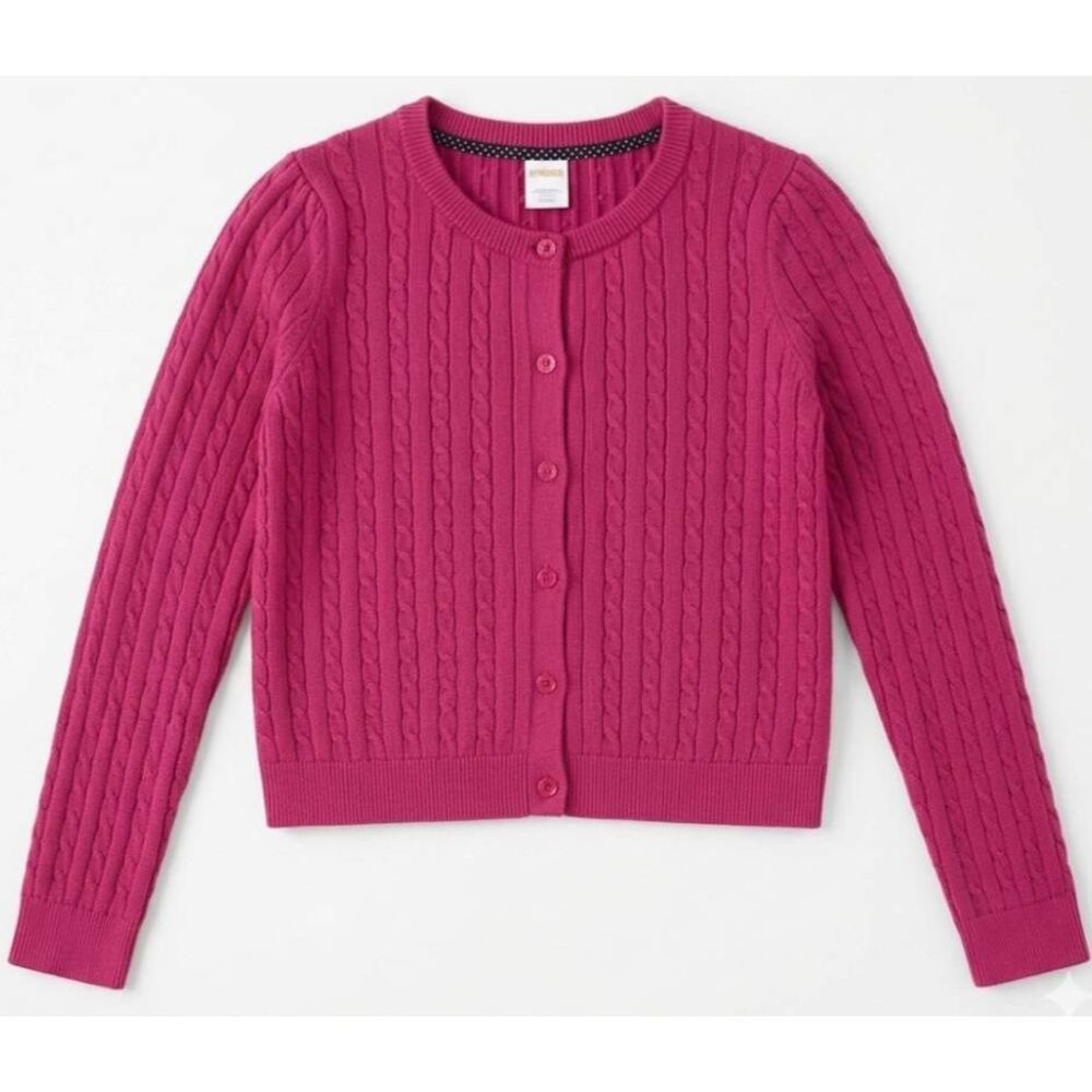 Gymboree girls size 12 pink cable knit sweater cardigan spring summer cotton